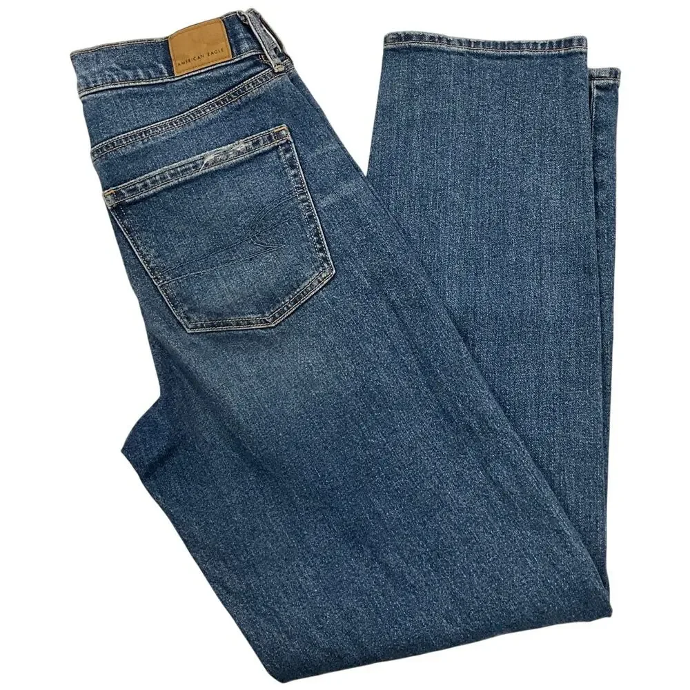 American Eagle Women's STRIGID 00R Denim Jeans Super High Rise Baggy Straight - Picture 1 of 11